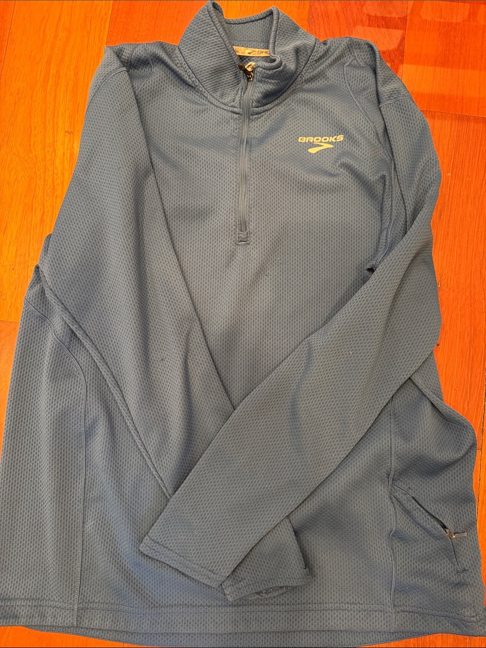 Brooks Men's Slate Blue Quarter-Zip Performance Pullover, Sz L